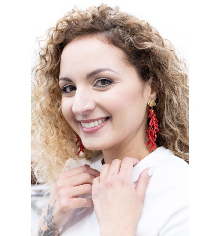 Orecchini Pendenti Corallo